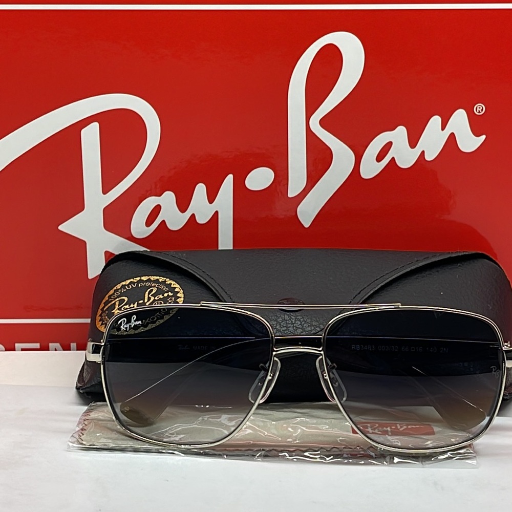BNIB Rayban double bridge Silver with Gray Gradient Lenses 3438 - Picture 1 of 9
